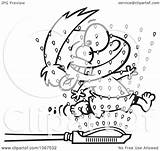 Running Sprinklers Boy Through Clipart Outlined Illustration Royalty Toonaday Vector Ron Leishman Regarding Notes sketch template