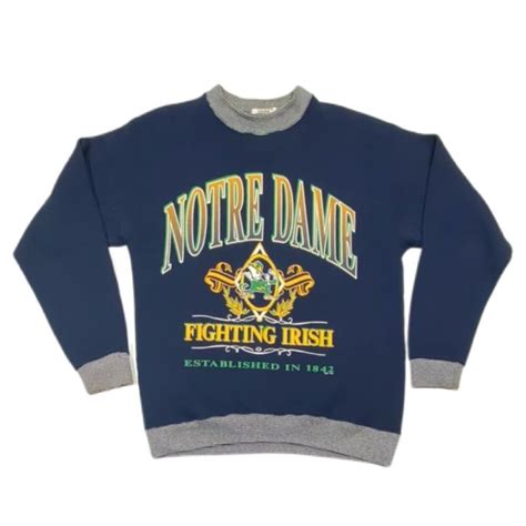 vintage  notre dame fighting irish pullover sweatshirt usa mens size large teamedition
