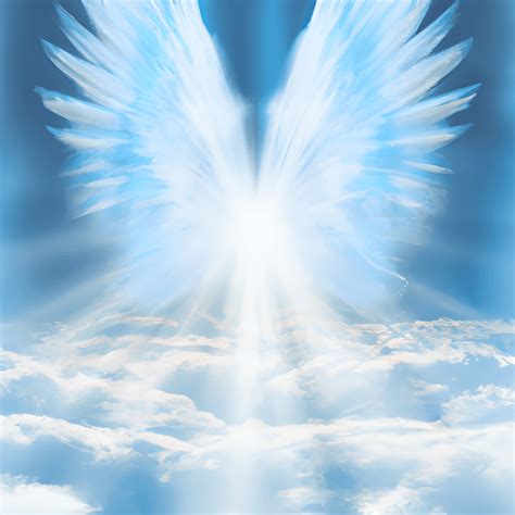 angel wings blue heaven clouds shine light illustration creative fabrica