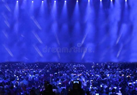 blue lights  performance stage   concert editorial photography image  conception