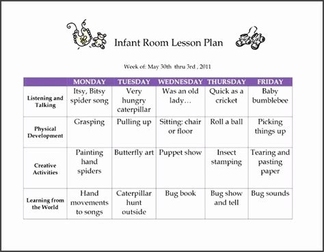printable creative curriculum preschool lesson plan template