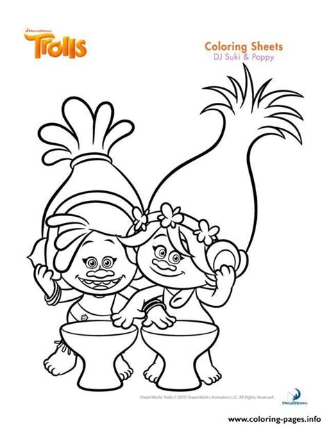 print dj suki poppy trolls coloring pages dessin pinterest dj