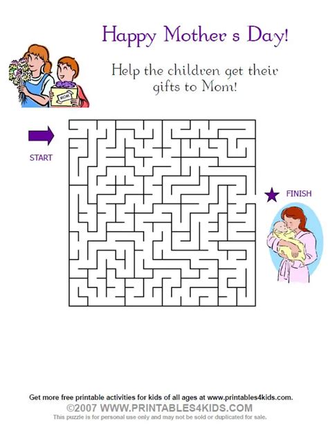 printable mothers day maze printables  kids  word search