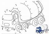 Dot Coloring Cement Mixer Cartoon Pages Printable Dots Truck Connect Drawing Puzzle Library Clipart Comments sketch template