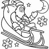 Santa Sleigh Coloring Christmas Claus Pages His Kids Printable Book Drawing Cards Colouring Color Sledding Clipart Card Print Getcolorings Cartoons sketch template
