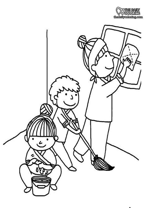 cleaning coloring pages  daily coloring
