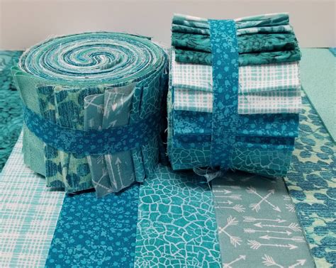 aqua quilt fabric jelly roll strips sew fun quilts time etsy