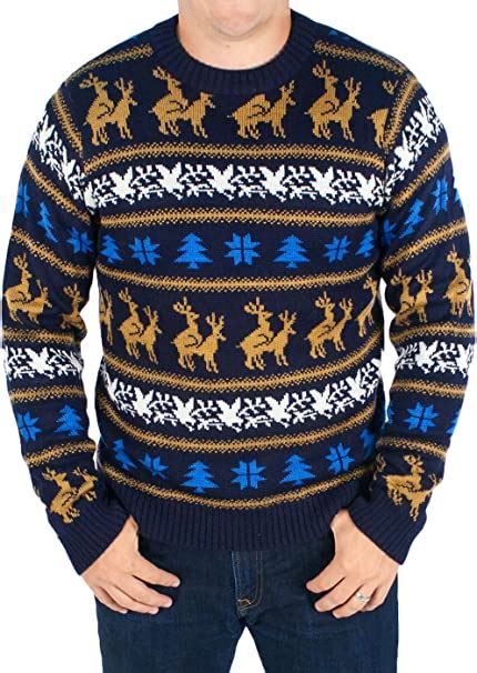 festified men s retro humping reindeer sweater blue ugly christmas