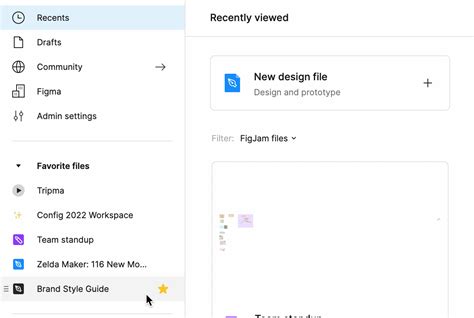 favorite files and projects figma help center