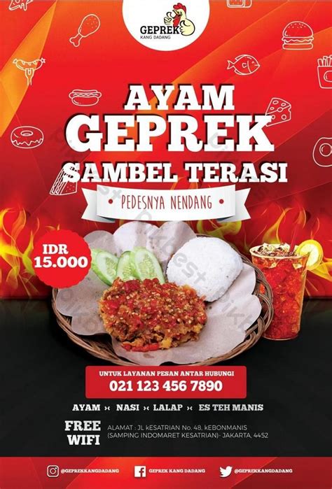 gambar poster promosi ayam geprek psd unduhan gratis pikbest food