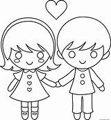 Coloring Pages Valentine Couple Kids Valentines Cartoon Print Printable Color Drawing Girls Happy Sheets Children Drawings Little Adult Februar Heart sketch template
