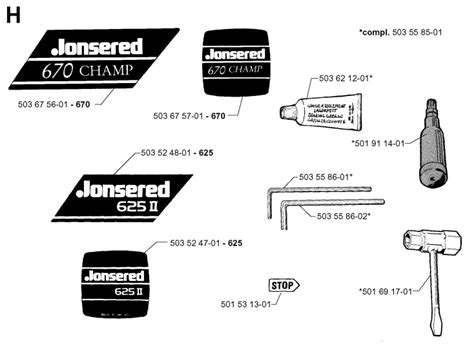 jonsered    chainsaw accessories spare parts diagram