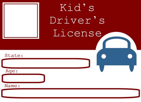 pretend kids drivers license templates