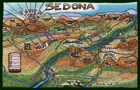 sedona map illustrated  local artist vortex guide hiking etsy