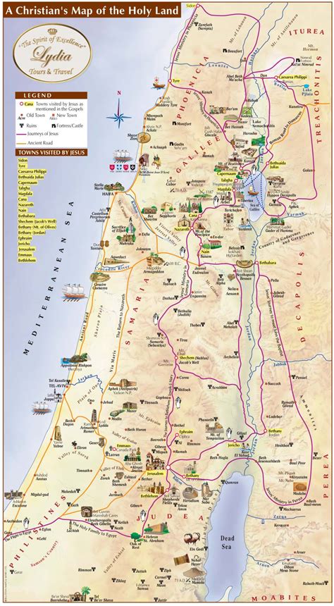 holy land map lydia tours  travel