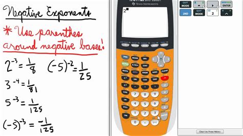 negative exponents  ti  calculator exponent series youtube
