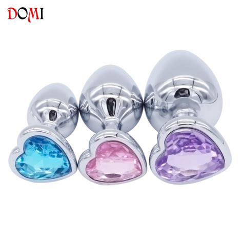 Domi 3pcs Anal Beads Crystal Jewelry Heart Butt Plug