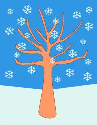 scrapbook background winter tree  snowflakes