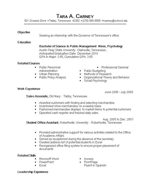 sample internship resume templates  allbusinesstemplatescom