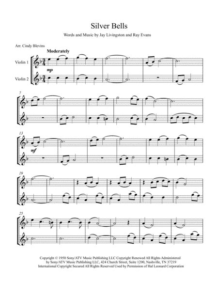 silver bells arranged  violin duet   sheet musicsheetsorg