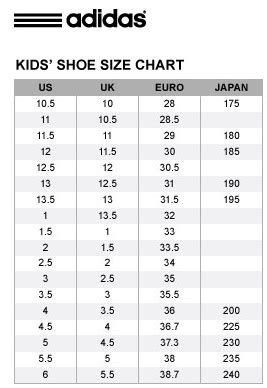 adidas kids shoe size chart nanima bizaar  shop