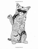 Coloring Adult Pages Cats Cat Colouring Mindfulness Book Creative Animal Animals Books Fancy Printable Blank Zentangles Mandala Relaxation Dog Chat sketch template