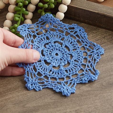 Denim Blue Round Crocheted Doily Crochet And Lace Doilies Home