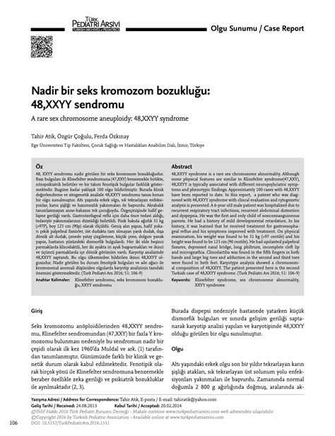 Pdf A Rare Sex Chromosome Aneuploidy 48 Xxyy Syndrome