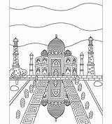 Taj Mahal Colorish Coloringpage Adults sketch template