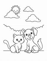 Kleurplaat Hond Samen Tekenen Spelen Hetkinderhuis sketch template