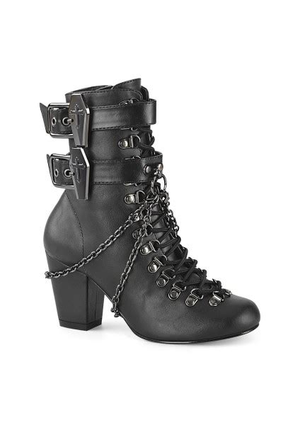 coffin buckled granny gothic black ankle boot