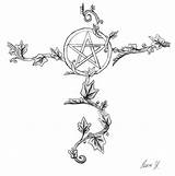 Pentagram Ivy Pentacle Wiccan Drawings sketch template