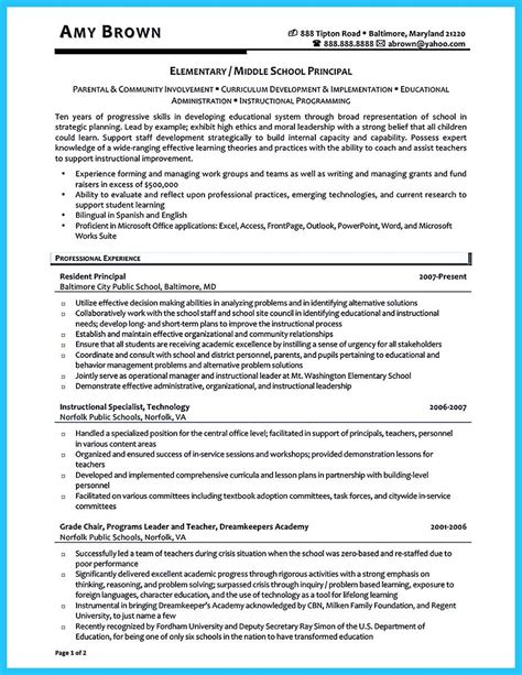 awesome  effective sample  assistant principal resume assistant