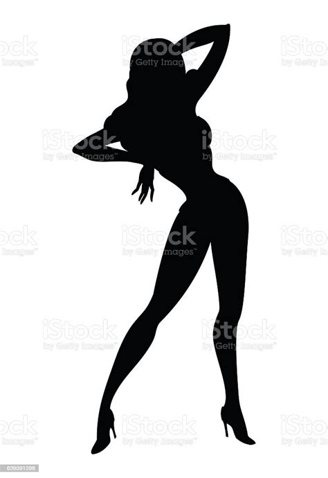 silhouette of pinup sexy girl stock illustration download image now