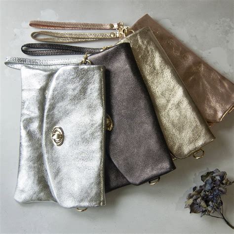 personalised metallic leather clutch bag  grace valour notonthehighstreetcom
