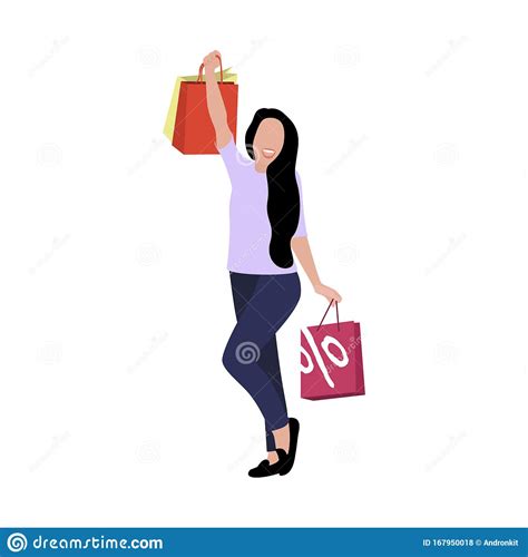 Happy Customer Woman Shooping Stock Vector Illustration Of Girl