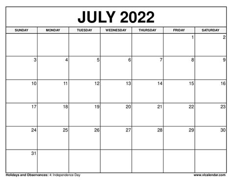 printable july  calendar templates  holidays vl calendar