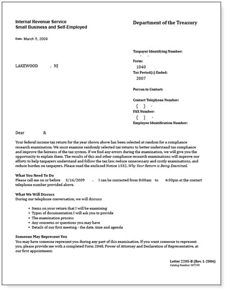 irs audit letter sample  printable documents