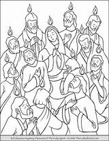 Glorious Mysteries Rosary Pentecost Descent Tongues Apostles Descends Activities Pfingsten Thecatholickid Katholische раскраски Confirmation sketch template