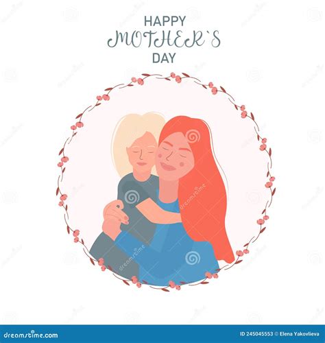 Mom And Daughter Blonde Mom And Daughter Are Holding Hands Vector