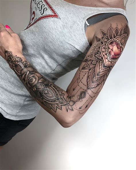 Lace Arm Tattoo © Adrianna Tattoo Artist Poland Lace Sleeve Tattoos