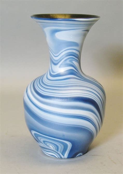 Antique Imperial 9 75 Art Deco Glass Vase C 1925 Blue Satin And Lustre