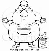 Worker Painter Male House Shrugging Careless Clipart Cartoon Cory Thoman Outlined Coloring Vector Depressed 2021 sketch template