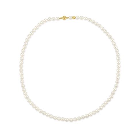 18ct Yellow Gold 5mm 5 5mm Akoya Pearl Necklace 45cm Sf1191