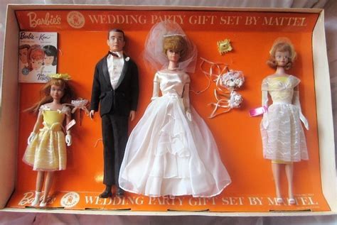 1964 barbie wedding party t set complete in box 4 dolls
