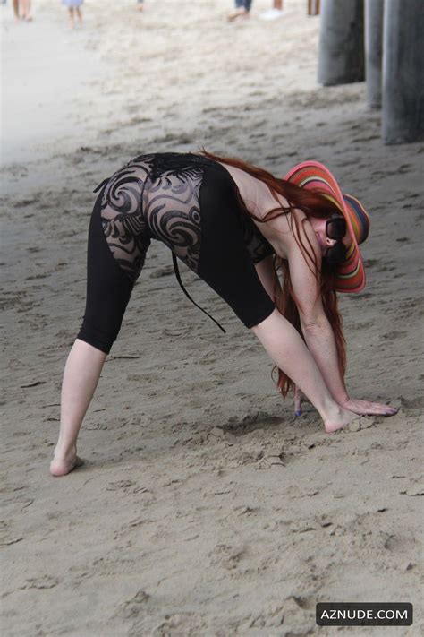 Phoebe Price Works Out In A Sheer Outfit On The Beach In