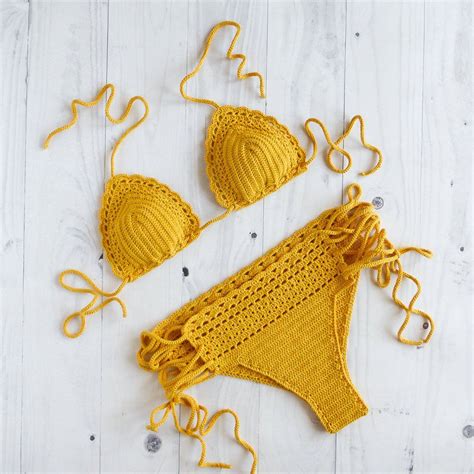 crochet yellow bikini set crochet bikini brazilian bikini crochet hot