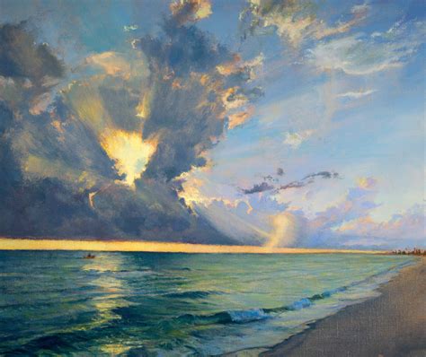 beach sunset painting  clouds sailing clouds cambria moonstone
