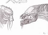 Alien Predator Vs Sketch Facehugger Pages Deviantart Coloring Template sketch template