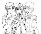 Armin Titan Attack Eren Mikasa Coloring Anime Titans Pages Levi Jaeger Ackerman Fanart Cute Friends Trio Ereri Eremika Arlert Visit sketch template